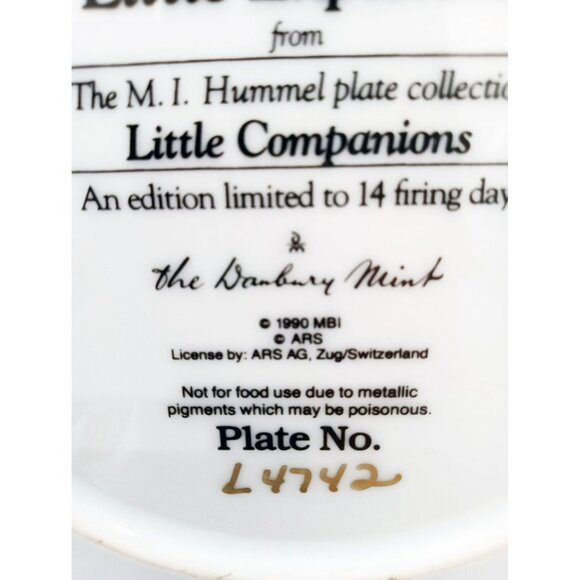 MJ Hummel Little Explorers Plate Little Companions Limited Edition 1989 8 Inch - Picture 9 of 10